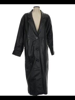Avanti Black Long Leather Coat - Women's Jacket